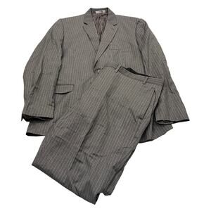 13-38 LAUREN RALPH LAUREN Men's Pin Striped Suit 100% Wool Gray Size 48R
